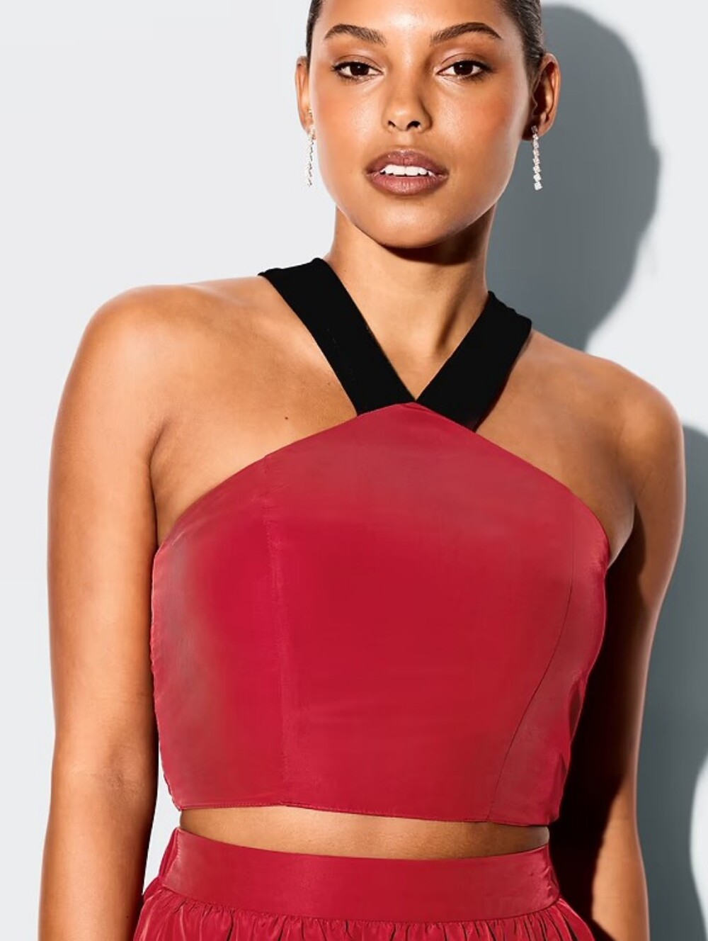 Old Navy Taffeta Cropped Halter Top With Bow Detailing